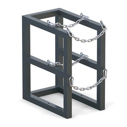 Steel gas cylinder rack model R1X2, 1x2 configuration for two compressed gas bottles