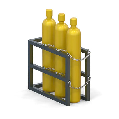 Gas cylinder rack R1X3 filled with three compressed gas bottles securely fastened