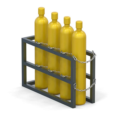 Gas cylinder rack R1X4 holding four compressed gas cylinders