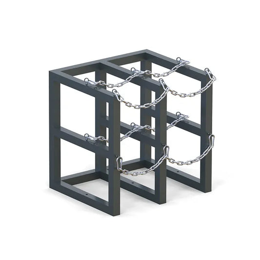 Steel gas cylinder rack R2X2, 2x2 setup for four compressed gas bottles