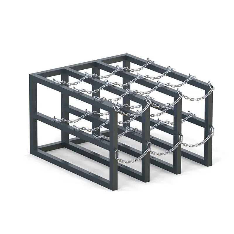 Steel gas cylinder rack R3X4, 3x4 design for twelve compressed gas cylinders