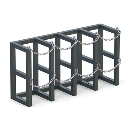 Steel gas cylinder rack R4X1, 4x1 layout for four compressed gas cylinders