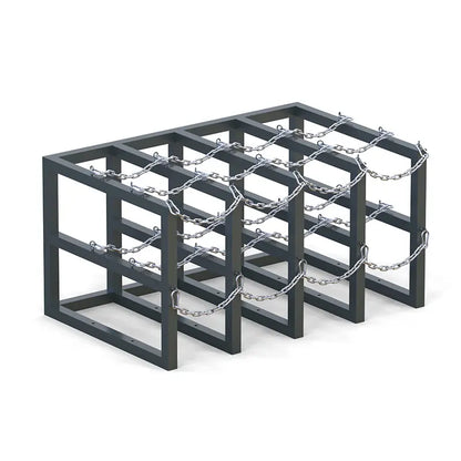 Steel gas cylinder rack R4X3, 4x3 setup for twelve compressed gas cylinders