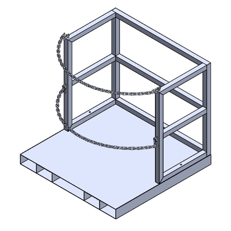 Heavy-duty steel gas cylinder pallet R3X7BRPAL, 3x7 bulk model with 18-inch loading ramp