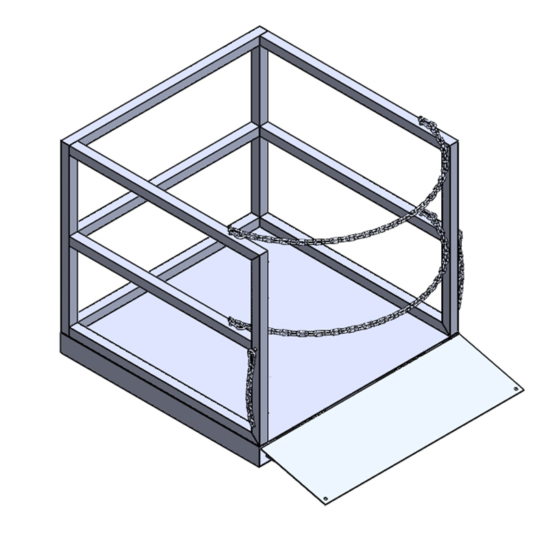 Heavy-duty steel gas cylinder pallet R3X7BRPAL, 3x7 bulk model with 18-inch loading ramp