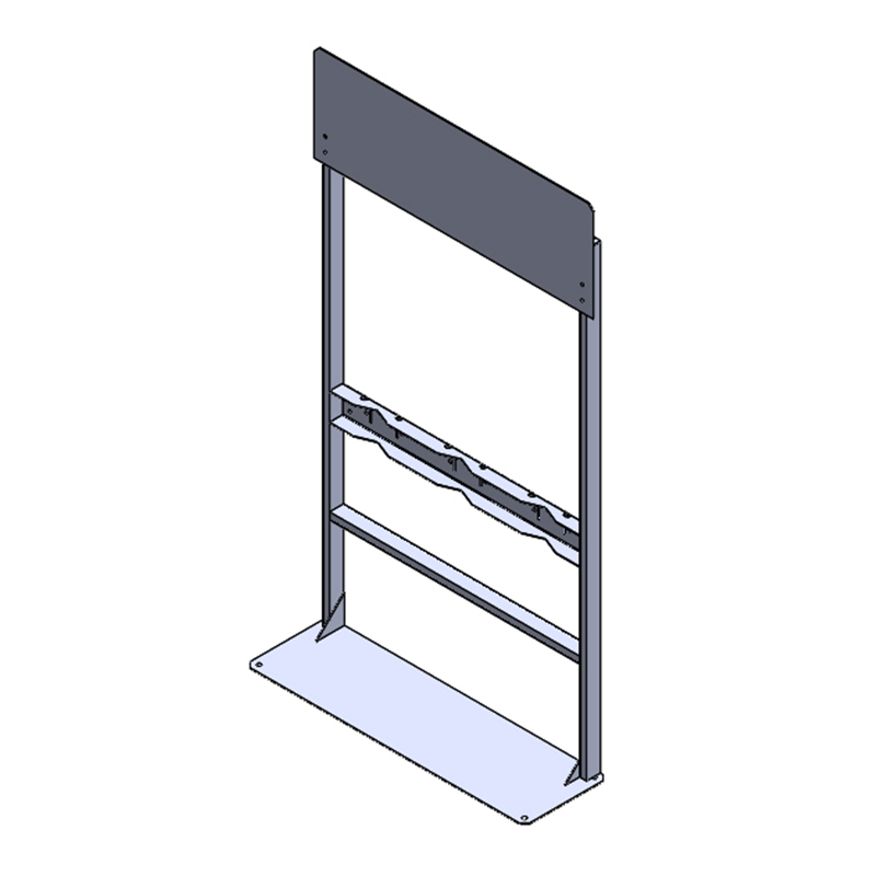 Process station gas cylinder rack R1X3P, 1x3 layout with welded top plate and steel frame